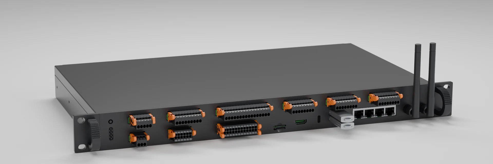 Enerlution EMS controller with terminal blocks, network ports and dual antennas